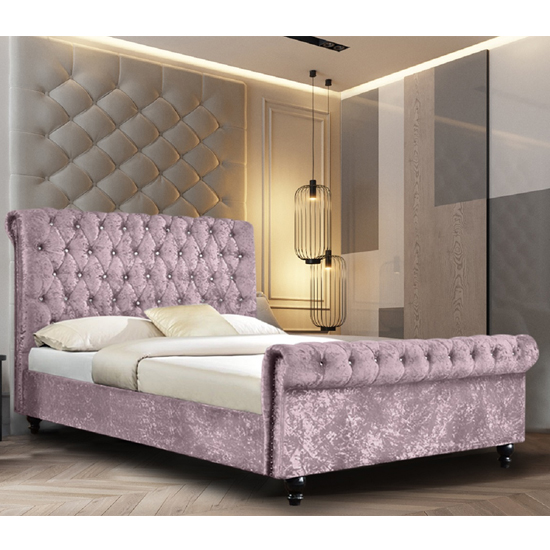 Product photograph of Ashland Crushed Velvet King Size Bed In Pink from Furniture in Fashion