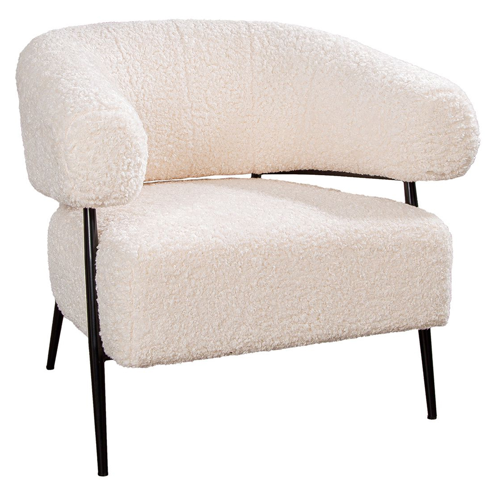 Ashland Fabric Armchair With Black Frame In White