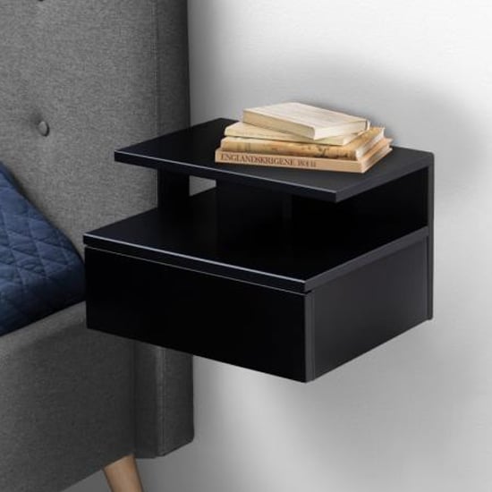Read more about Ashlanto wall hung 1 drawer bedside cabinet in black