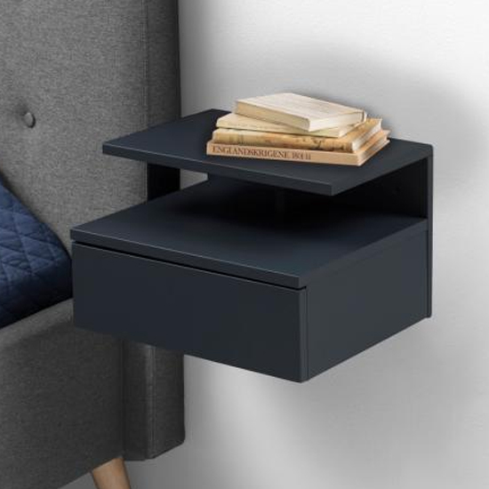Read more about Ashlanto wall hung 1 drawer bedside cabinet in dark grey
