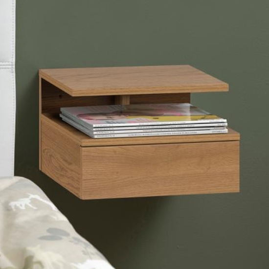 Read more about Ashlanto wall hung 1 drawer bedside cabinet in matt wild oak