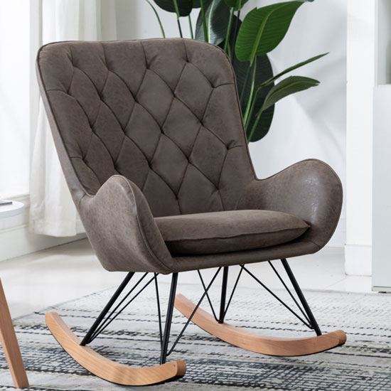 Ashley Fabric Upholstered Rocking Chair In Antique Grey Furniture in