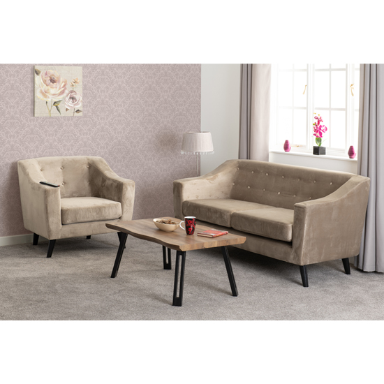 Arabella Velvet Fabric 1 Seater Sofa In Oyster_4
