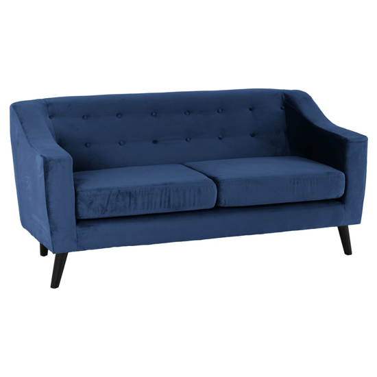 Arabella Velvet Fabric 3 Seater Sofa In Blue