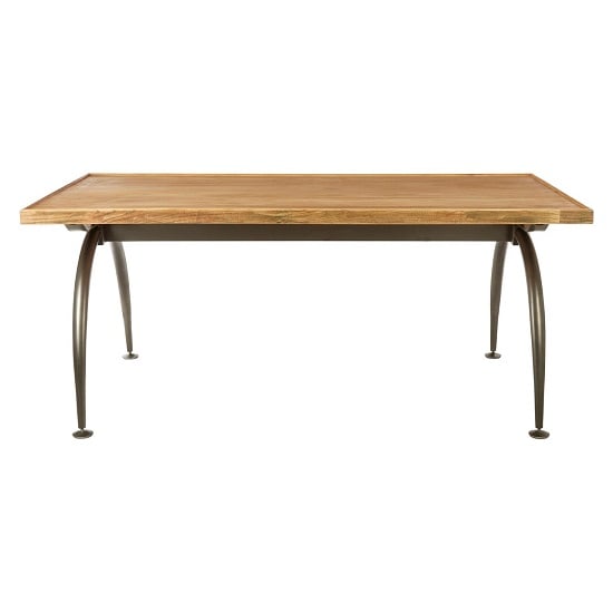 Ashbling Wooden Rectangular Dining Table With Curved Iron Legs