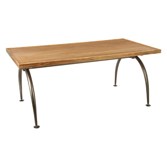Ashbling Wooden Rectangular Dining Table With Curved Iron Legs  _2