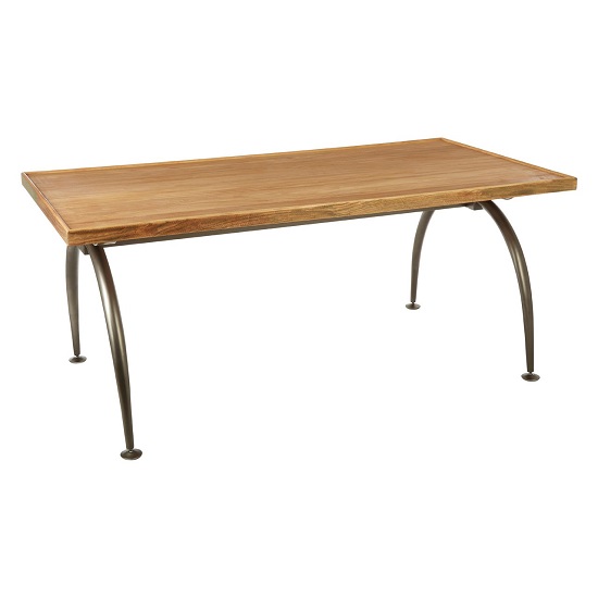 Ashling Wooden Rectangular Dining Table With Curved Iron Legs Furniture in Fashion