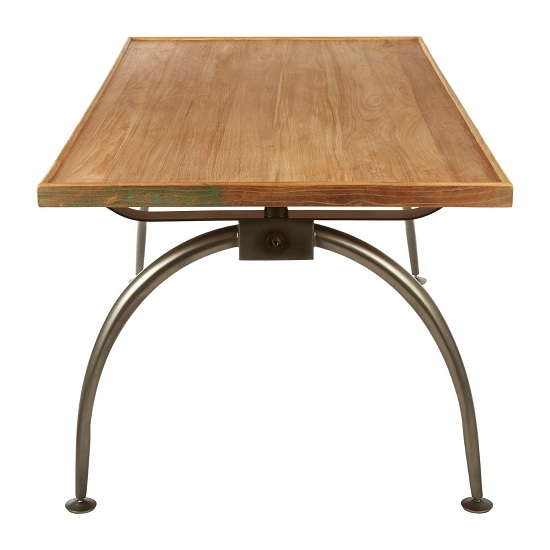 Ashbling Wooden Rectangular Dining Table With Curved Iron Legs  _3