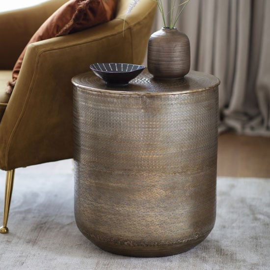 Ashta Metal Round Side Table In Bronze Sale