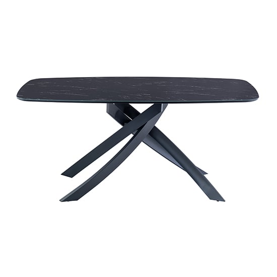 Asher Glass Dining Table Rectangular In Black Marble Effect