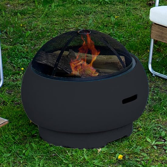 Read more about Ashur wood burning fire pit with grilling in dark grey