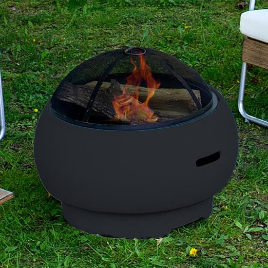Read more about Ashur ceramic burning fire pit with grilling in dark grey