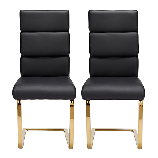 Ashwell Black Faux Leather Dining Chairs In Pair