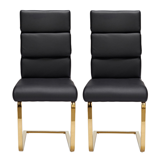 Ashwell Black Faux Leather Dining Chairs In Pair Furniture in Fashion