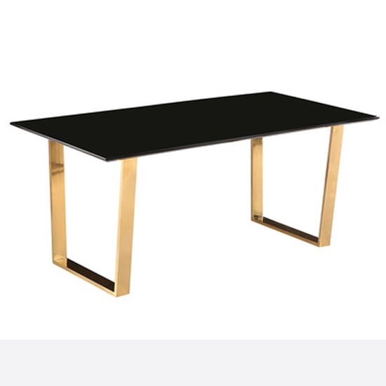 Ashwell High Gloss Dining Table In Black With Gold Legs Furniture in