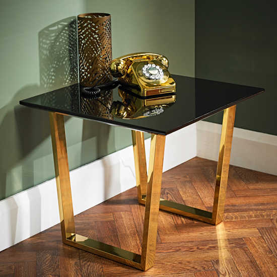 Ashwell High Gloss Lamp Table In Black With Gold Legs_1