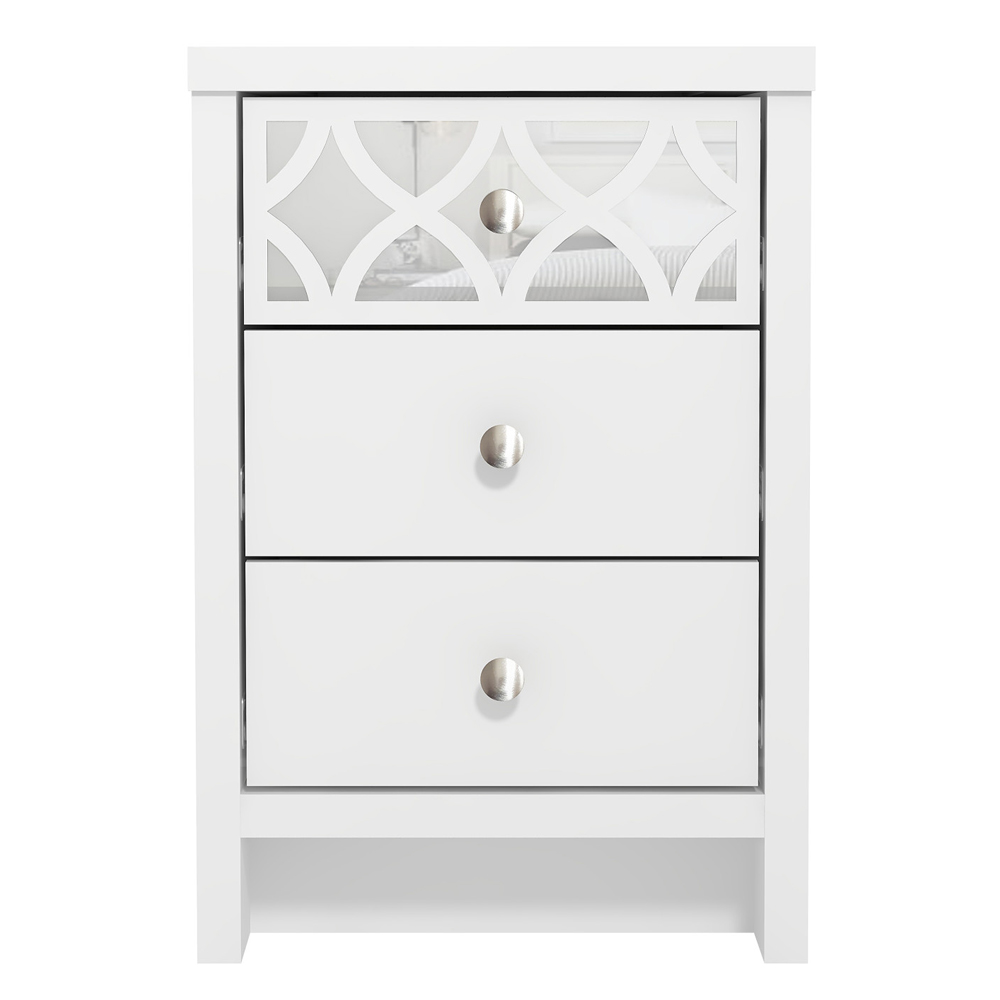 Asmara Wooden Bedside Cabinet With 3 Drawers In White