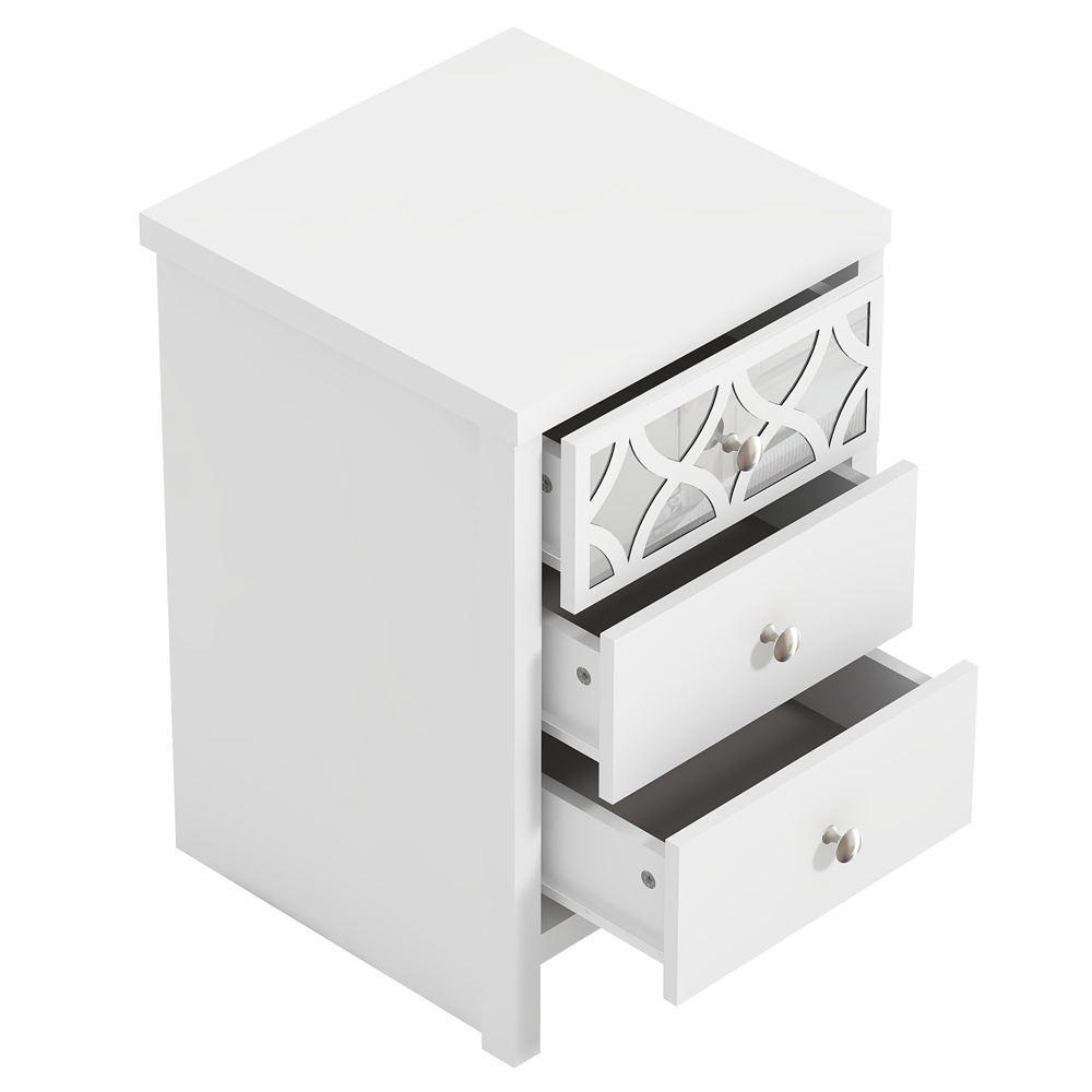 Asmara Wooden Bedside Cabinet With 3 Drawers In White