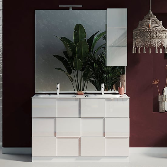 Product photograph of Aleta 120cm High Gloss Floor Bathroom Furniture Set In White from Furniture in Fashion