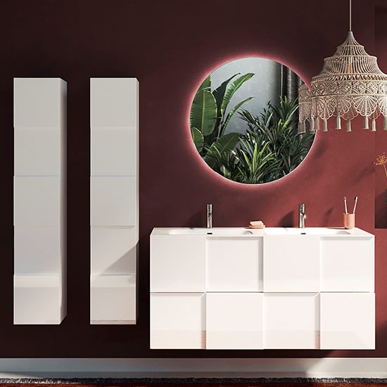 Photo of Aleta 120cm high gloss wall bathroom furniture set 1 in white