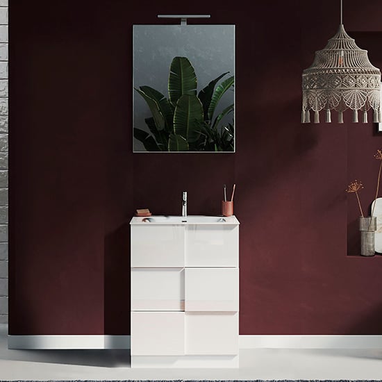 Read more about Aleta 60cm high gloss floor bathroom furniture set in white
