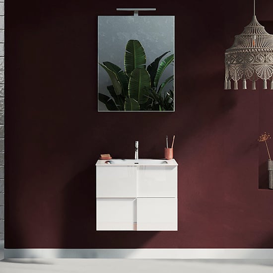Product photograph of Aspen 60cm High Gloss Wall Bathroom Furniture Set In White from Furniture in Fashion