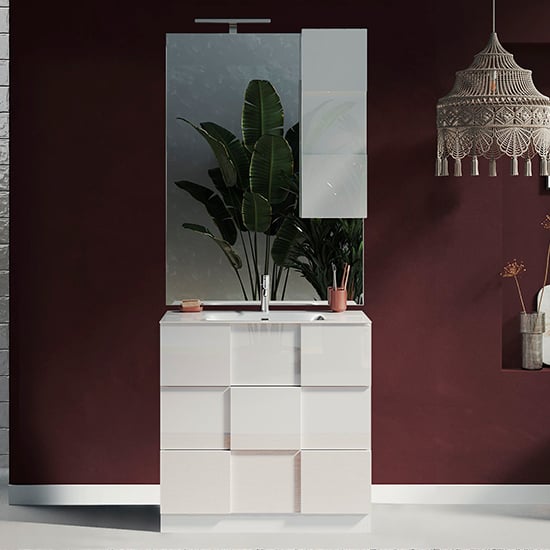 Read more about Aleta 80cm high gloss floor bathroom furniture set in white