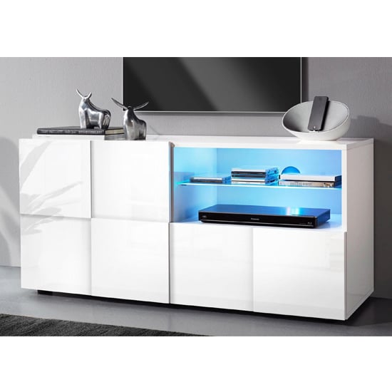 Aspen Contemporary TV Stand In White High Gloss With LED_2