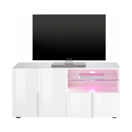 Aspen Contemporary TV Stand In White High Gloss With LED_3