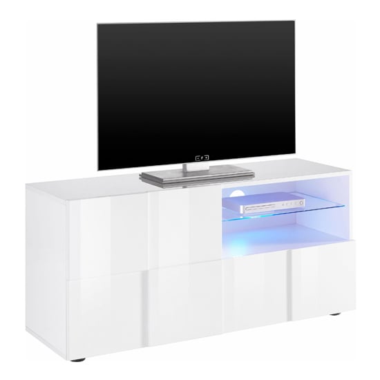 Aspen Contemporary TV Stand In White High Gloss With LED_4