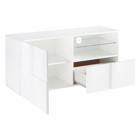 Aspen Contemporary TV Stand In White High Gloss With LED_5