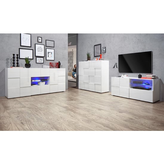 Aspen Contemporary TV Stand In White High Gloss With LED_10