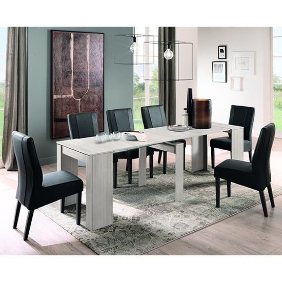 Aspen Extending Eucalyptus Oak Dining Table With 6 Miko Chairs