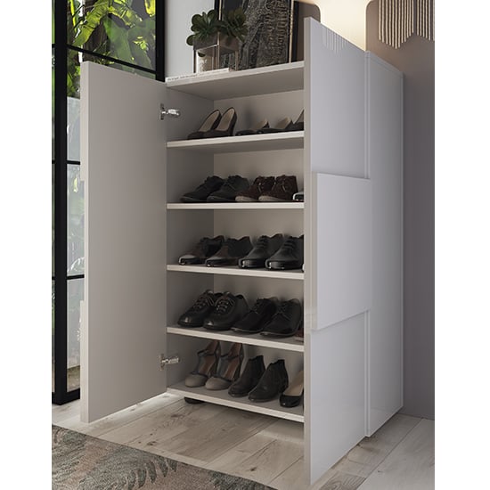 Aspen High Gloss Shoe Storage Cabinet With 2 Doors In White_2