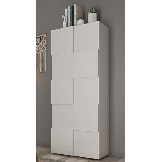 Product photograph of Aleta High Gloss Wardrobe With 2 Doors In White from Furniture in Fashion