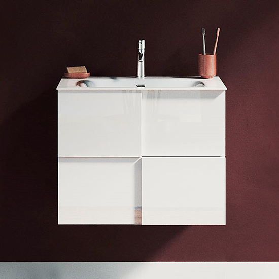 Read more about Aleta high gloss 60cm wall vanity unit and 2 drawers in white