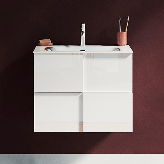 Product photograph of Aleta High Gloss 60cm Wall Vanity Unit And 2 Drawers In White from Furniture in Fashion