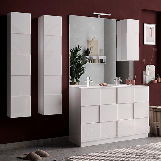 Aleta High Gloss Bathroom Storage Cabinet And 1 Door In White