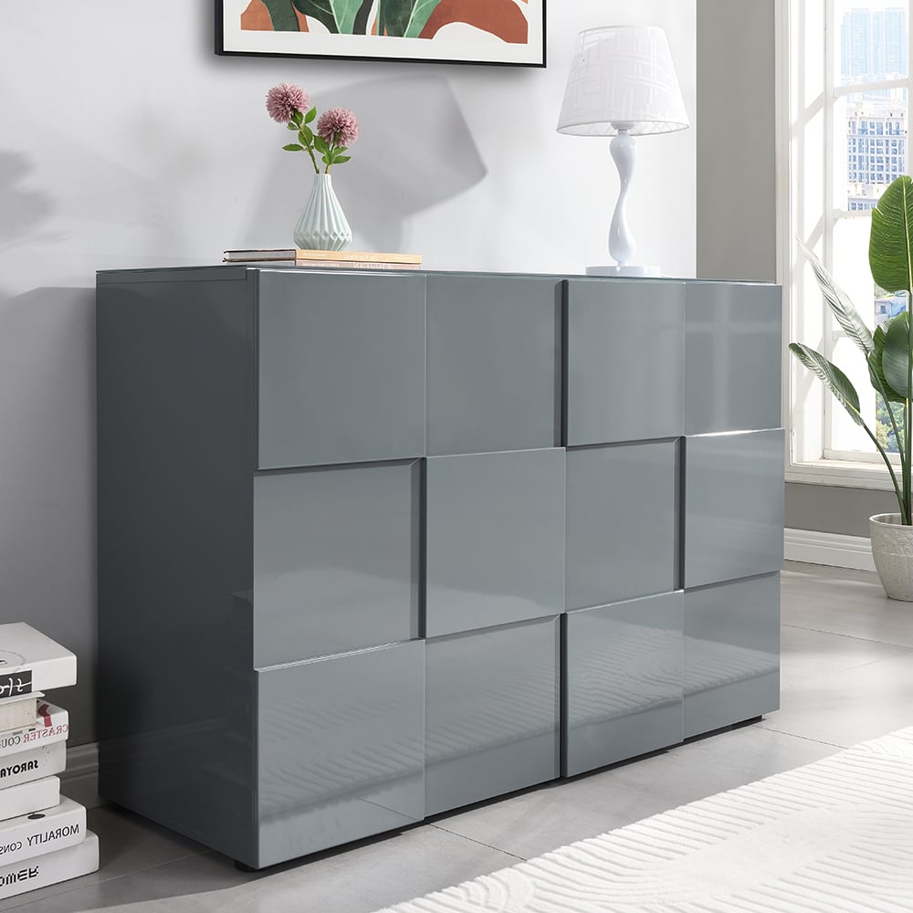 Read more about Aspen high gloss highboard with 2 doors in grey
