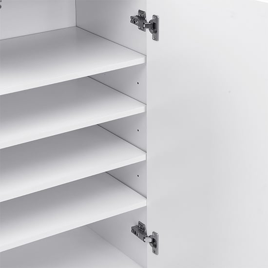 Aspen High Gloss Shoe Cabinet With 2 Doors 1 Drawer In White