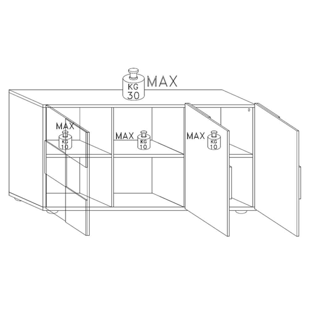 Aspen High Gloss Sideboard With 3 Doors In White
