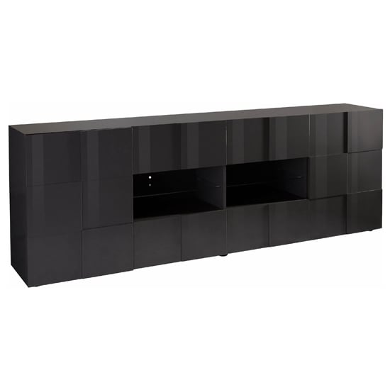 Aspen Modern Sideboard Large In Grey High Gloss With LED_4