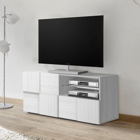 Read more about Aleta small tv stand in eucalyptus oak with 1 door 1 drawer