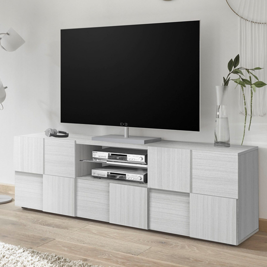 Read more about Aleta wooden tv stand in eucalyptus oak with 2 doors 1 drawer