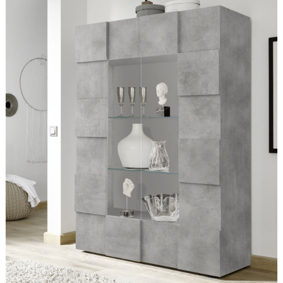 Read more about Aleta wooden display cabinet in concrete with 2 doors