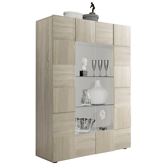 Aleta Wooden Display Cabinet In Sonoma Oak With 2 Doors_3
