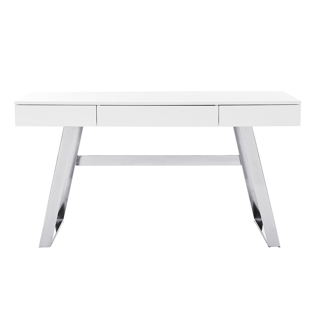 Aspen High Gloss Laptop Desk With 3 Drawers In White