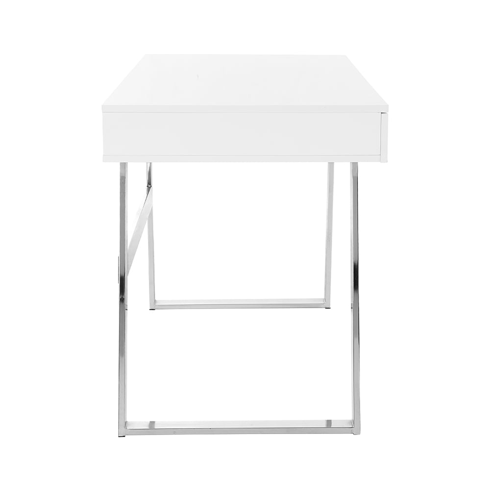 Aspen High Gloss Laptop Desk With 3 Drawers In White