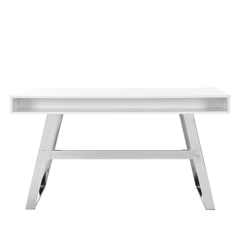 Aspen High Gloss Laptop Desk With 3 Drawers In White