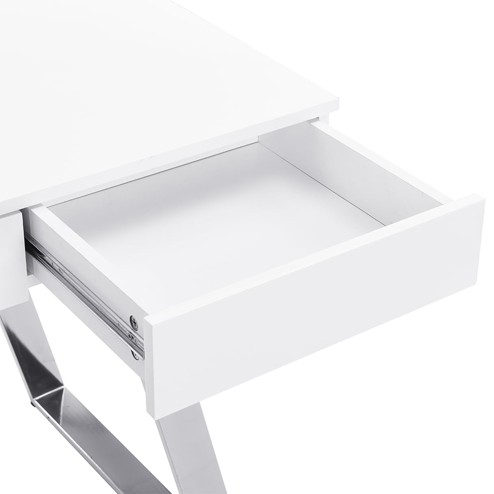 Aspen High Gloss Laptop Desk With 3 Drawers In White